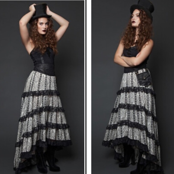 Lip Service Emporium Gothic Steampunk Lace High-Low Maxi Skirt Tiered XXL - Picture 10 of 11